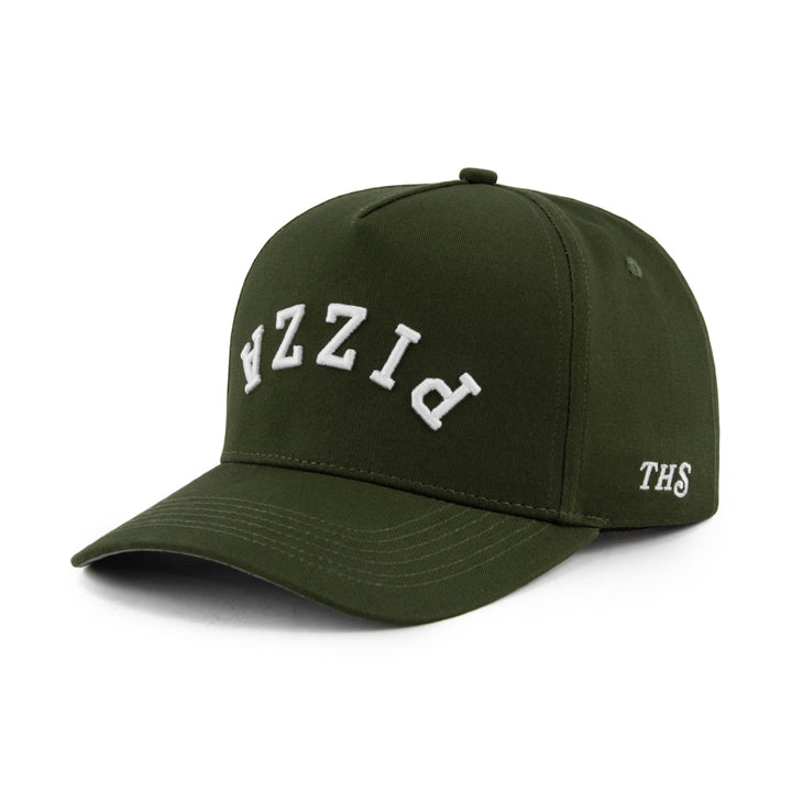 pizza upside down snapback hat olive green