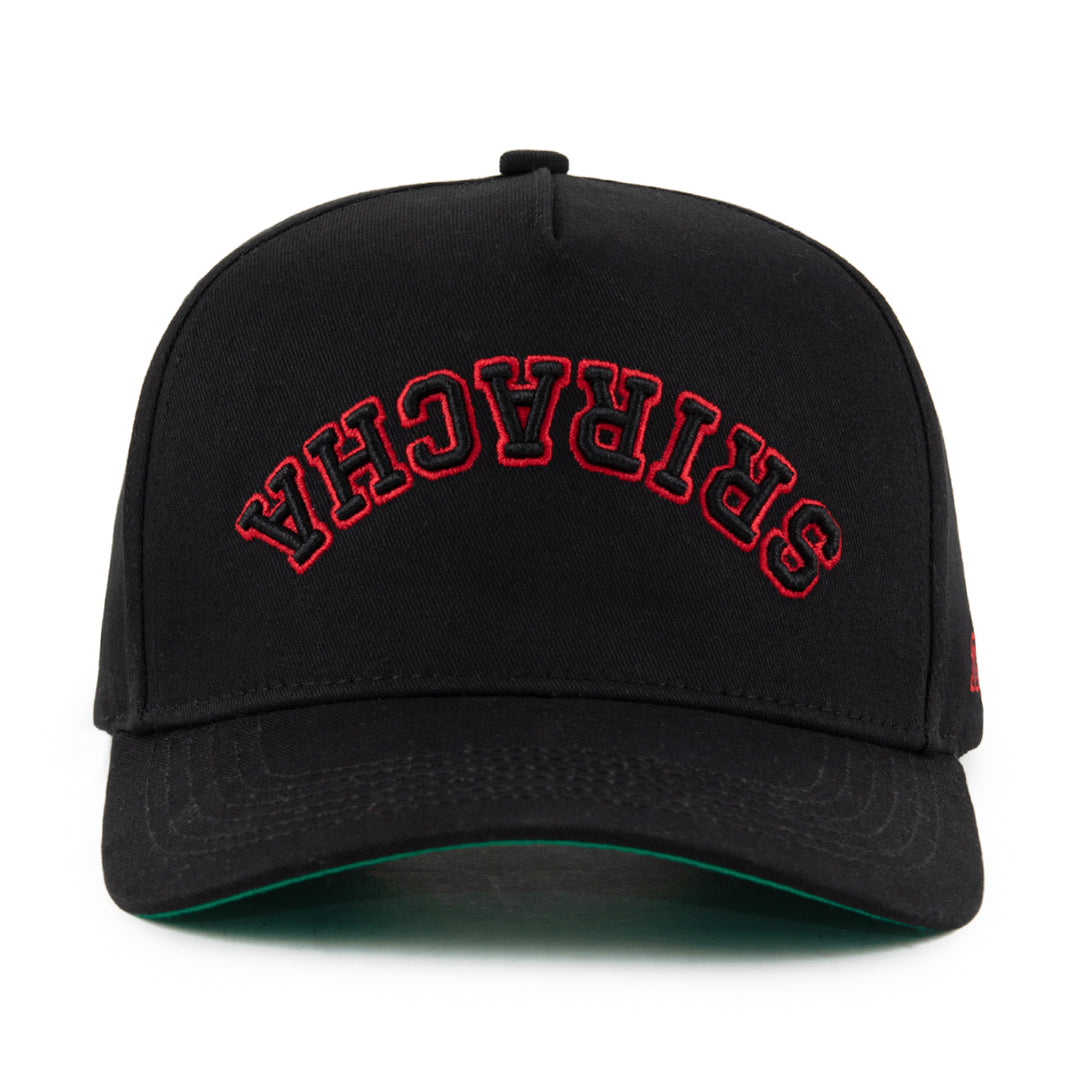 Sriracha Upside Down A-Frame Snapback Hat (Black)