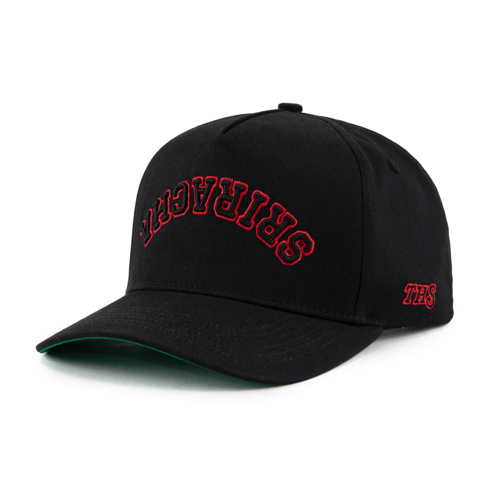 Sriracha Upside Down A-Frame Snapback Hat (Black)
