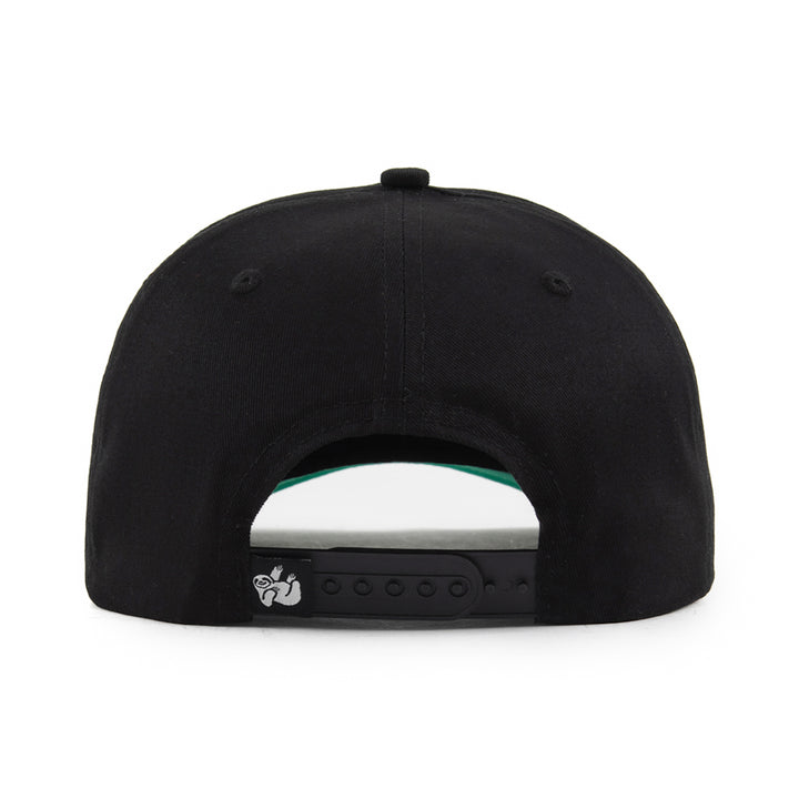 black snapback hat with the hungry sloth label on the back
