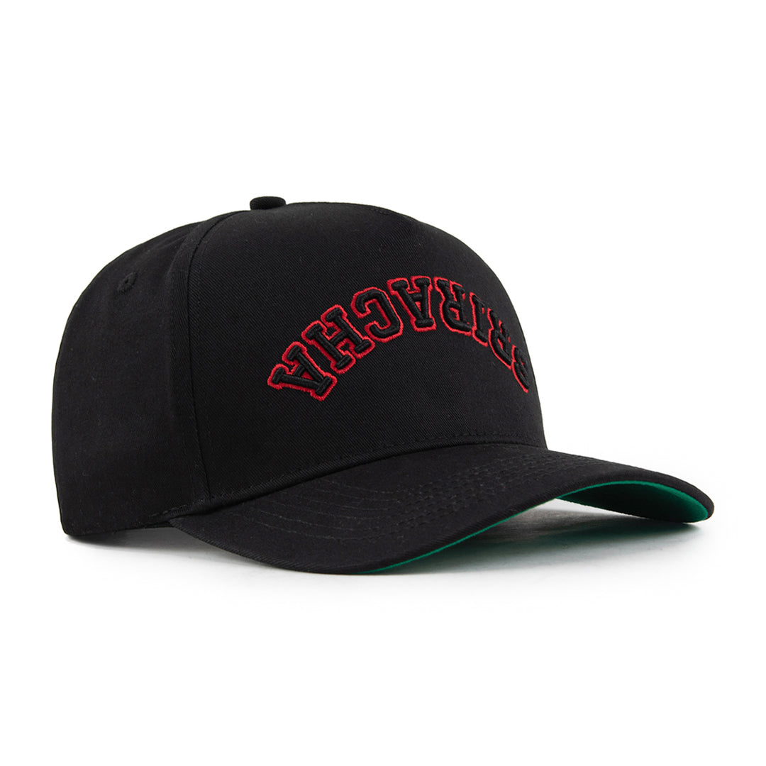 Sriracha Upside Down A-Frame Snapback Hat (Black)