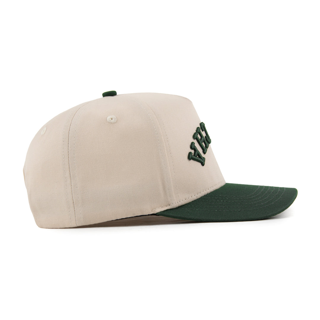 matcha upside down snapback hat from the side