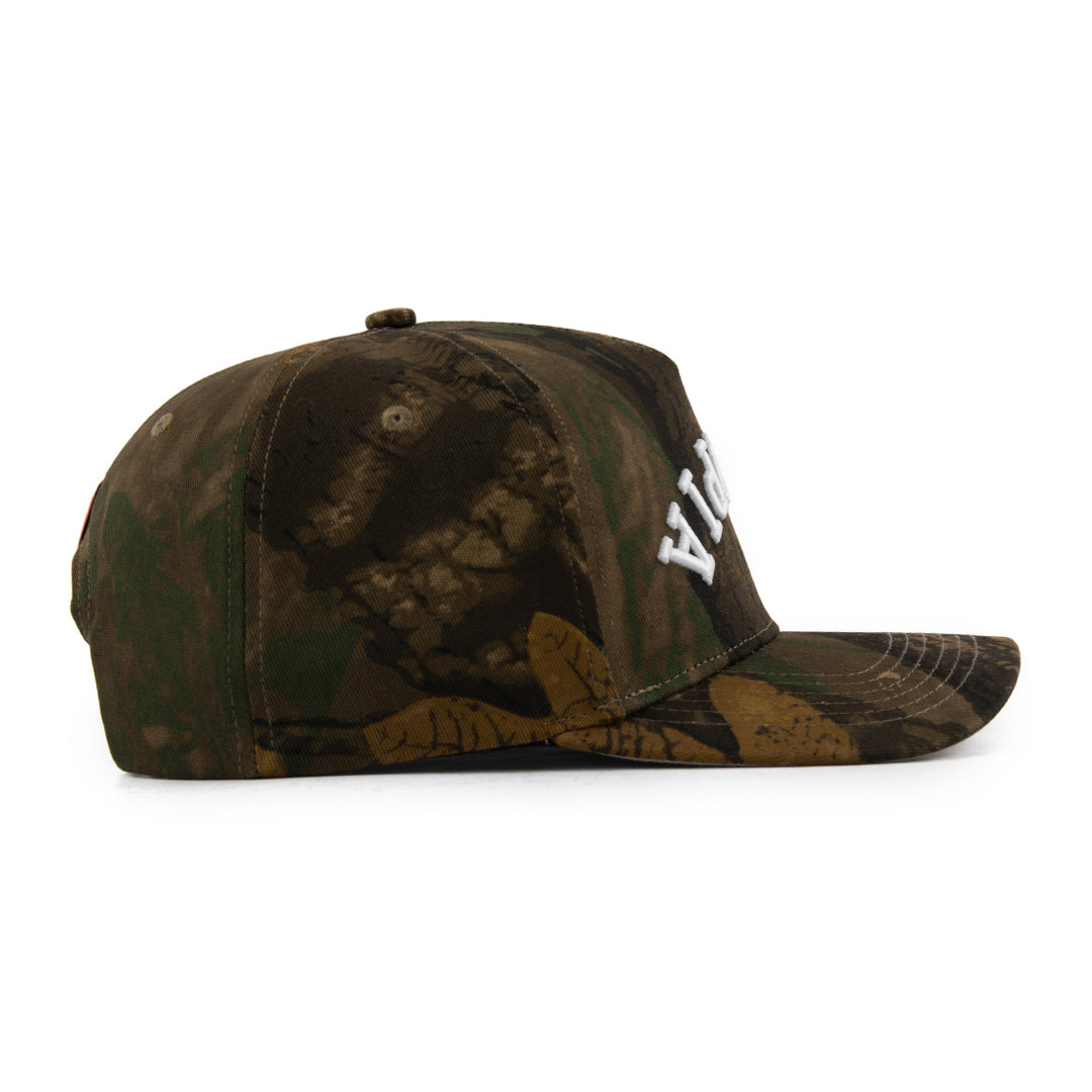 lumpia upside down snapback hat tree camo from the side angle
