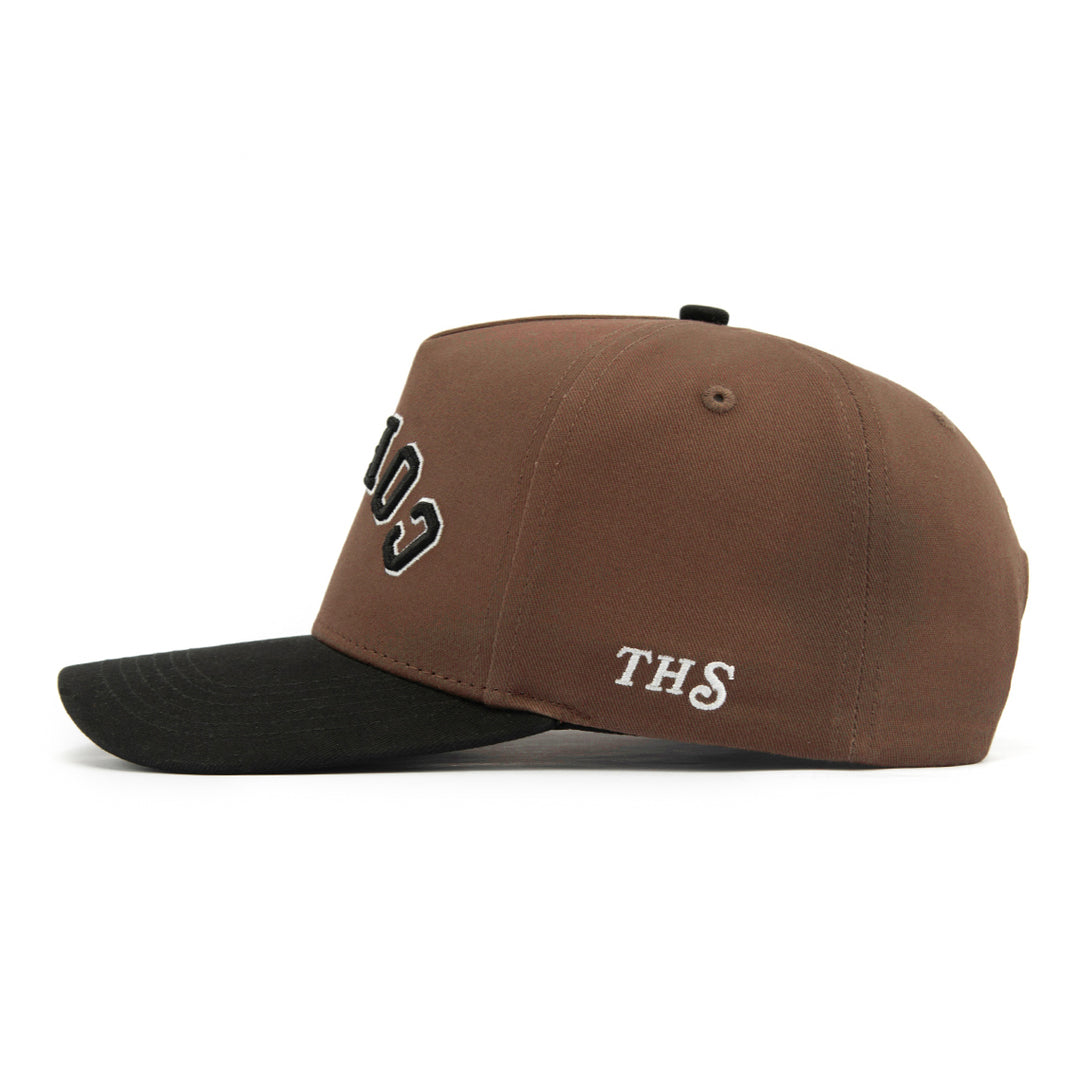 coffee upside down snapback hat san francisco coffee festival edition with THS logo on the side
