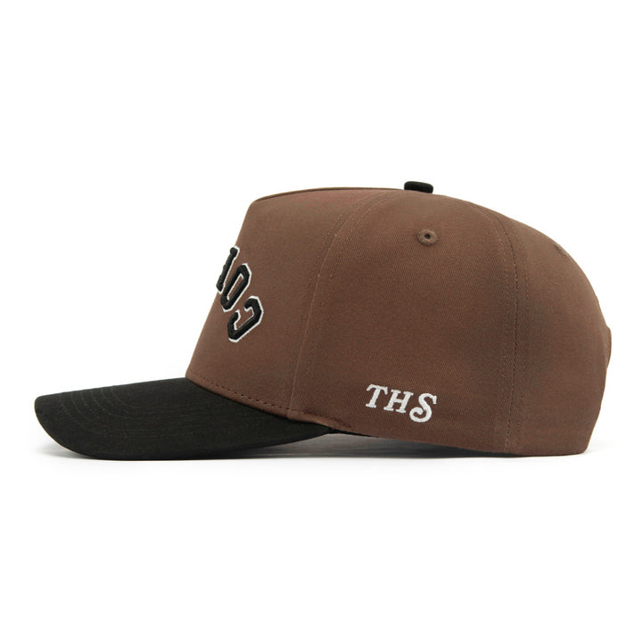 coffee upside down snapback hat san francisco coffee festival edition with THS logo on the side