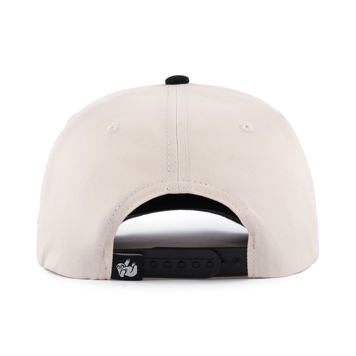 off-white snapback hat with the hungry sloth label on the back