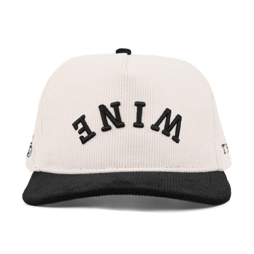 wine upside down snapback hat corduroy