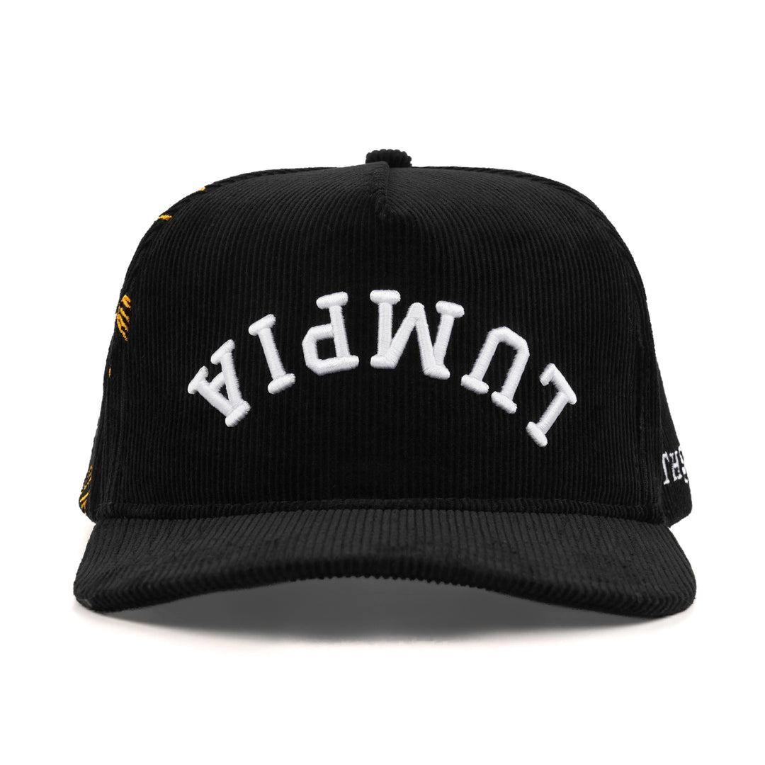 lumpia upside down snapback hat black corduroy