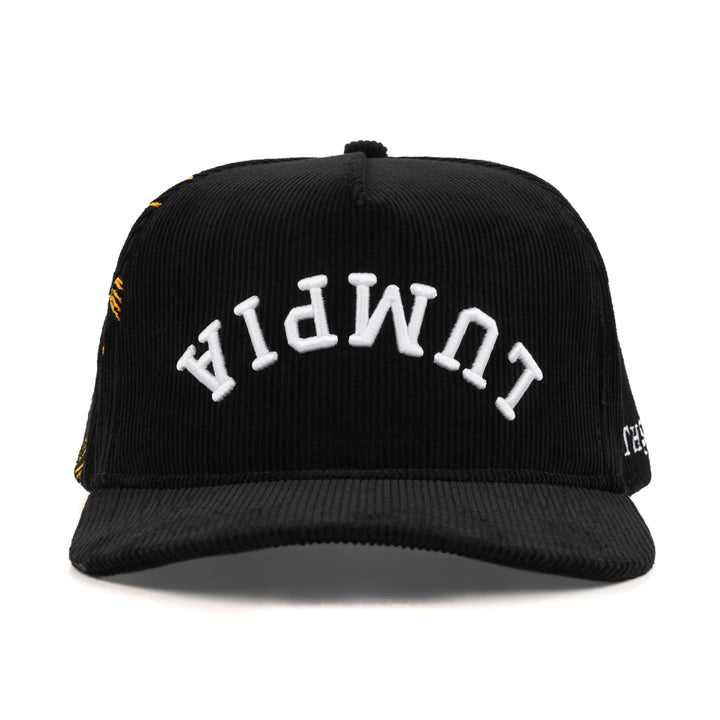 lumpia upside down snapback hat black corduroy