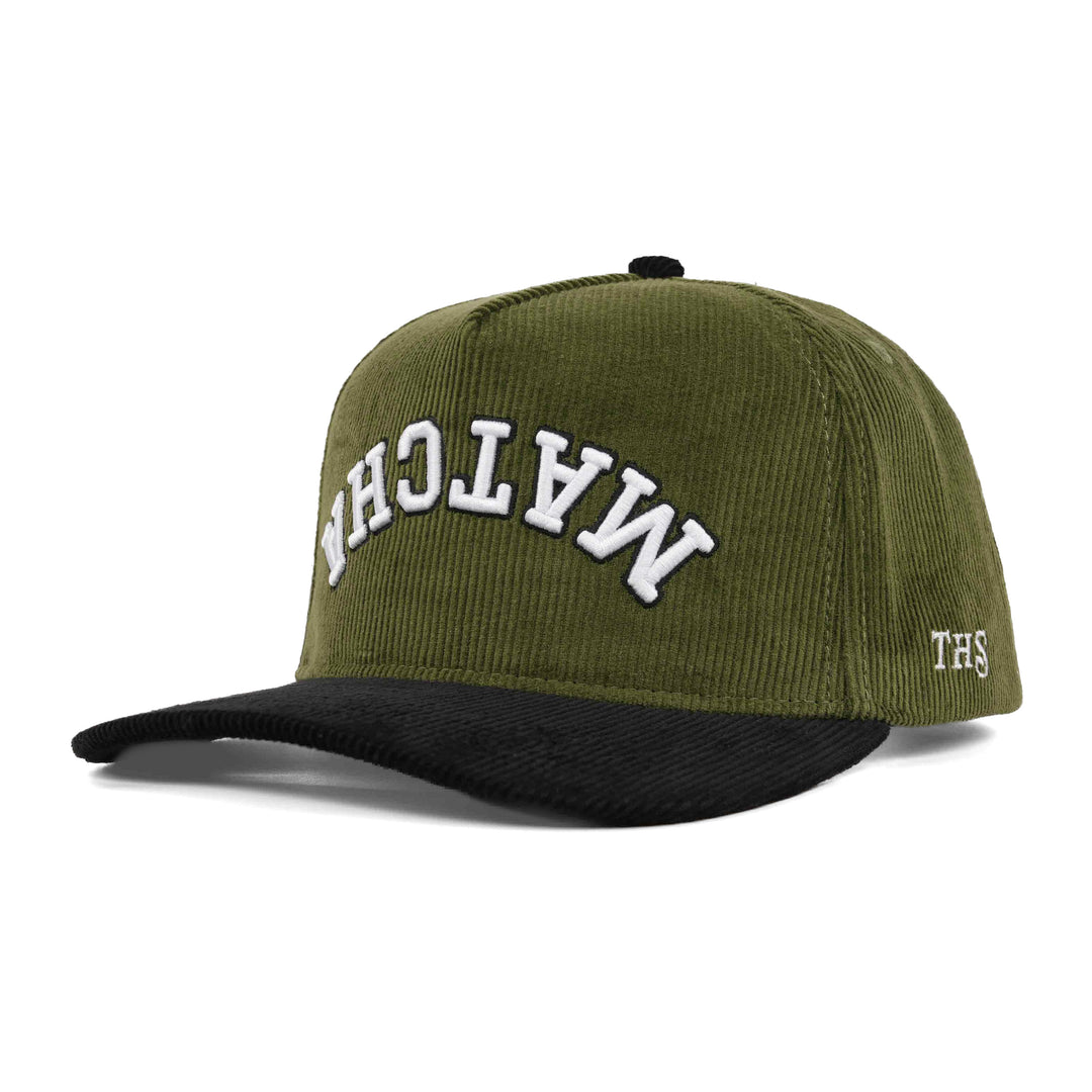 matcha upside down snapback hat corduroy