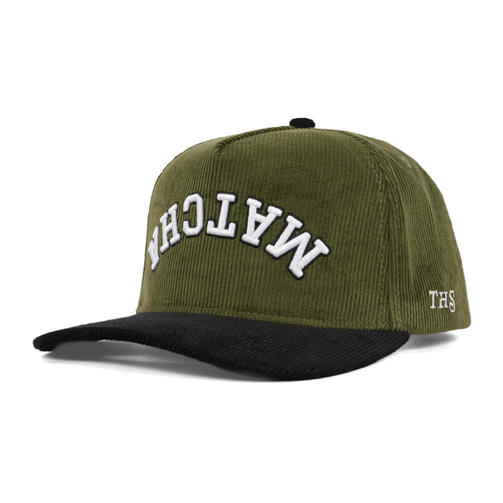 matcha upside down snapback hat corduroy