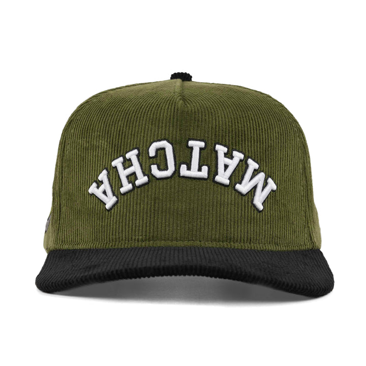 matcha upside down snapback hat corduroy