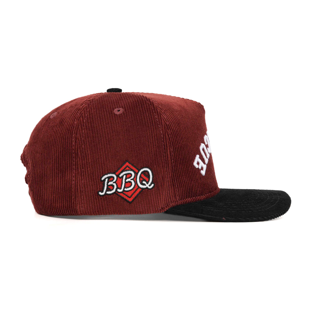 barbecue upside down snapback hat corduroy with bbq side patch