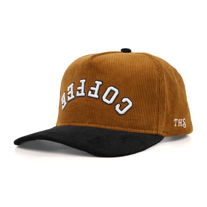coffee upside down snapback hat corduroy