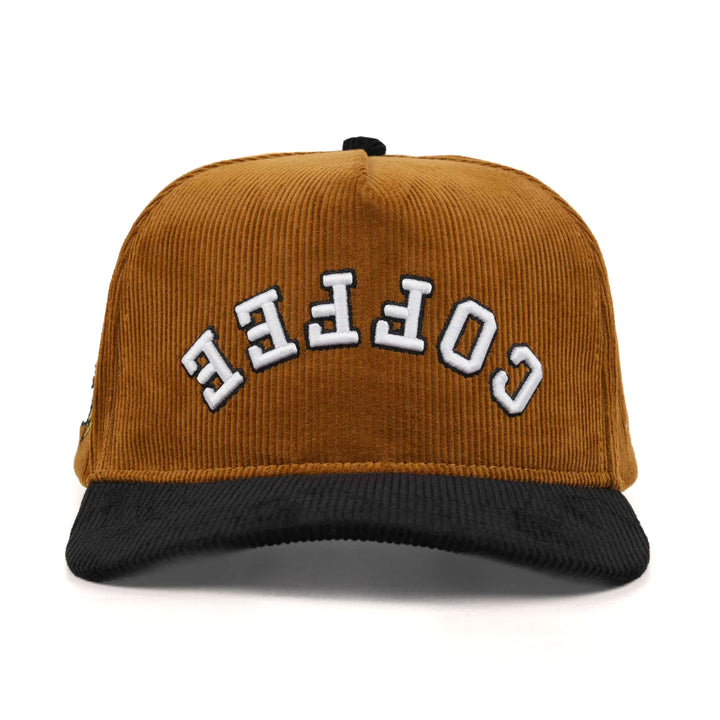 coffee upside down snapback hat corduroy