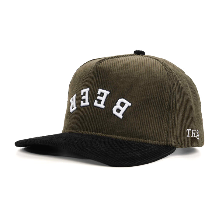 beer upside down corduroy snapback hat