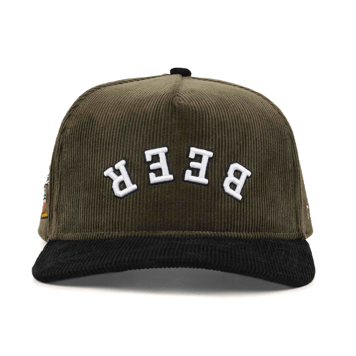 beer upside down corduroy snapback hat
