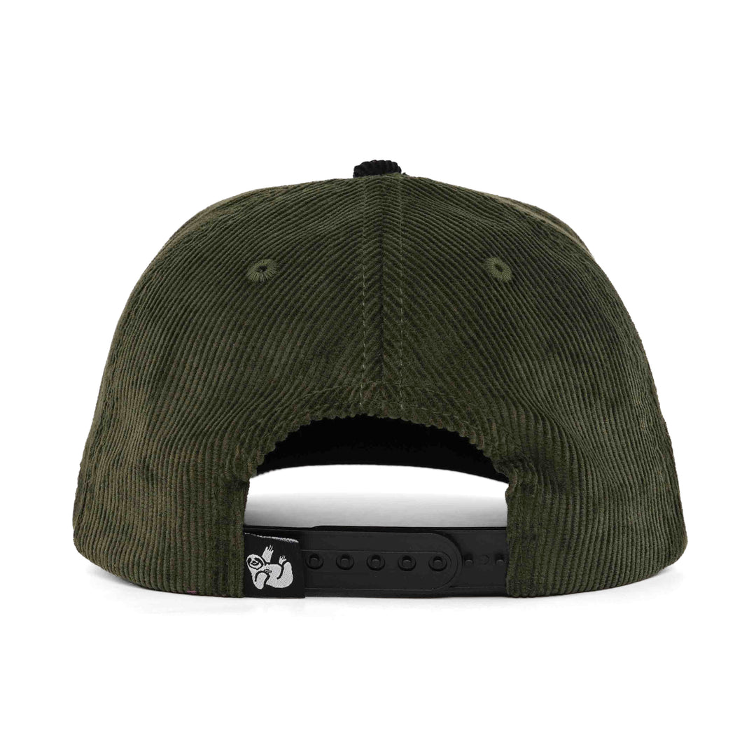 snapback hat olive green and black corduroy