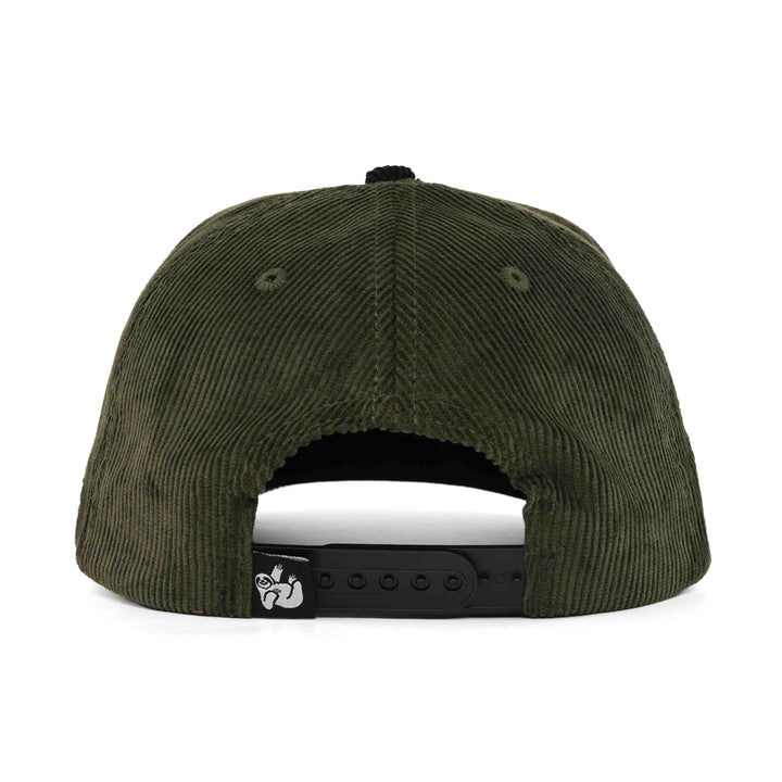 snapback hat olive green and black corduroy