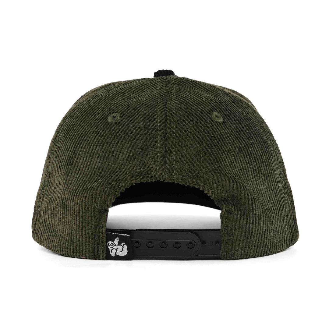 olive green corduroy snapback hat