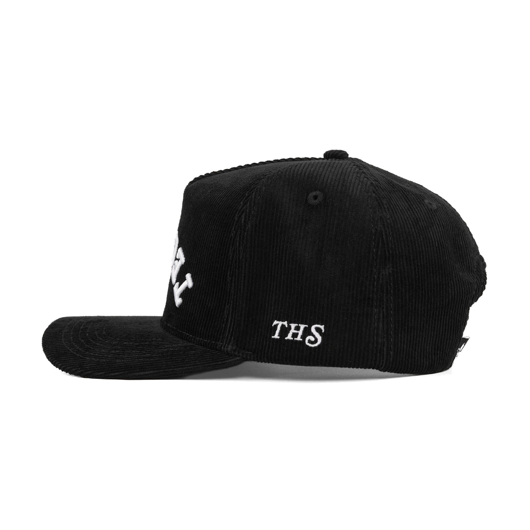 tequila upside down snapback hat corduroy with THS logo on the side