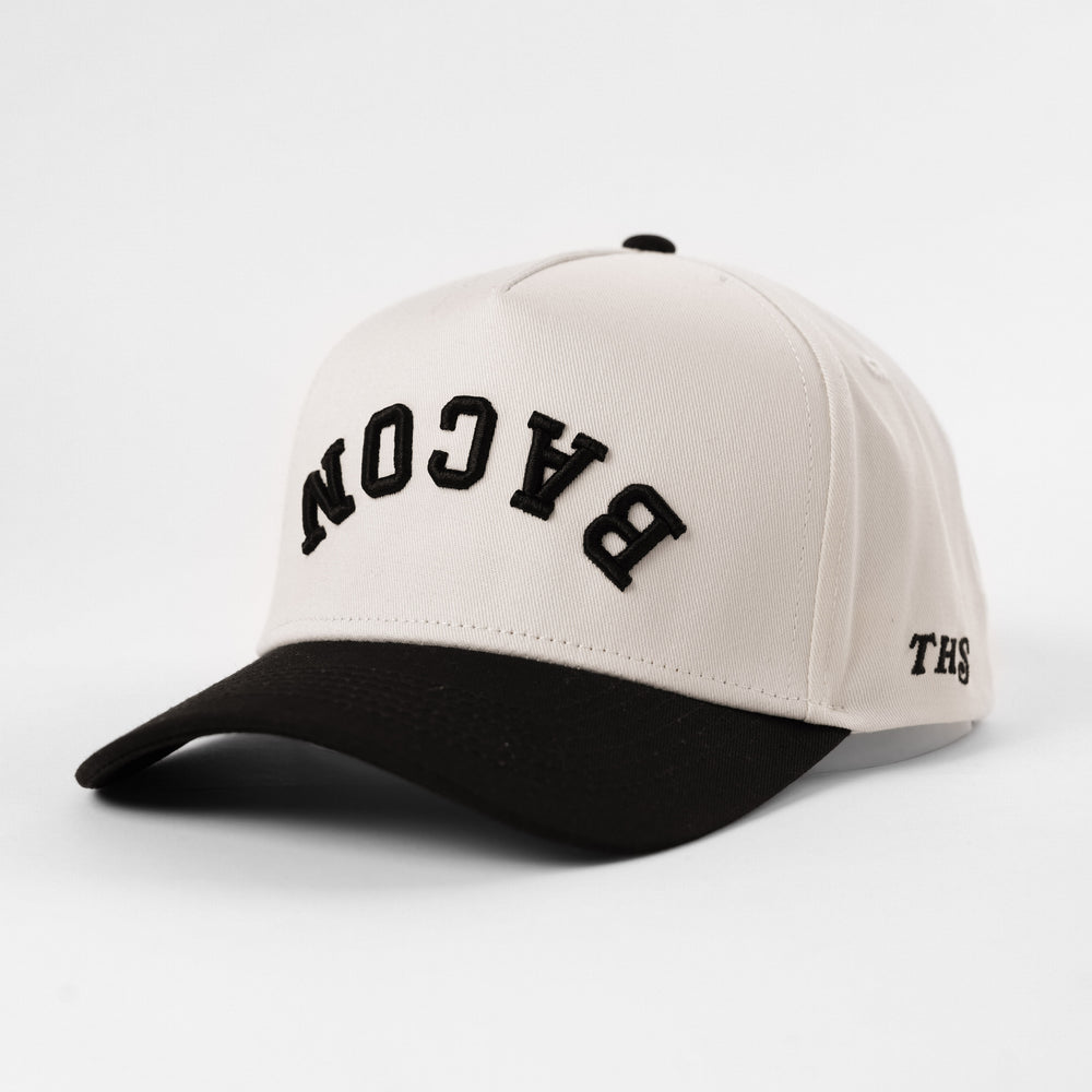 bacon upside down a-frame snapback hat