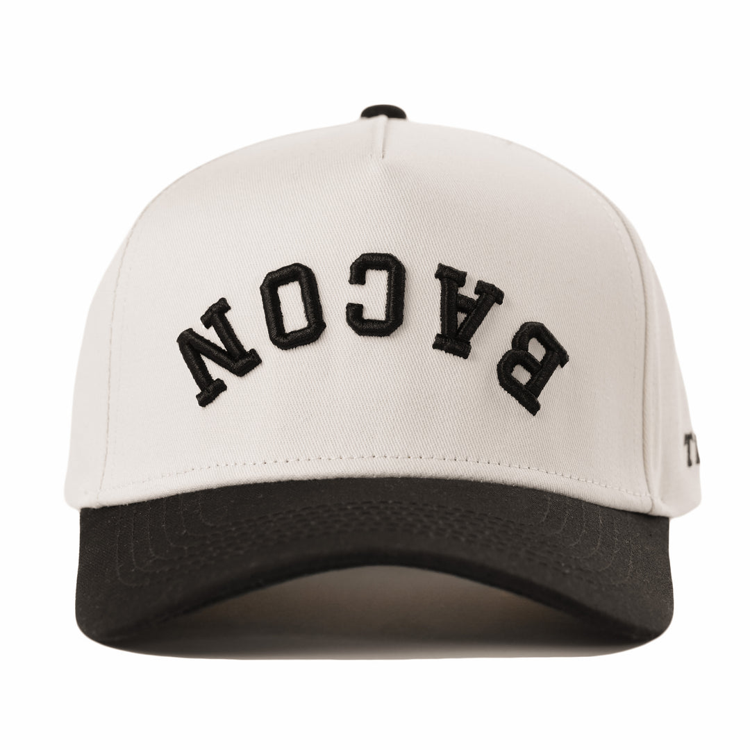 bacon upside down a-frame snapback hat
