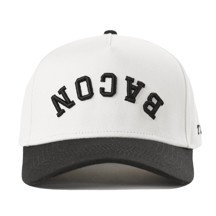 bacon upside down a-frame snapback hat