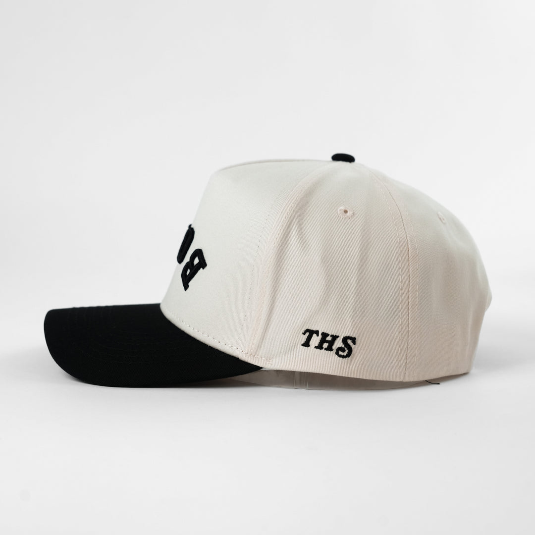 boba upside down a-frame snapback hat with THS logo on the side