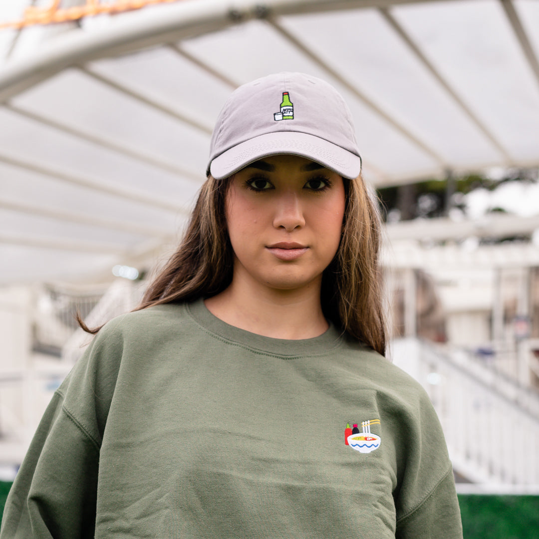 soju baseball cap and pho sweatshirt